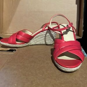 New Via Spiga ‘Inna’ Red Leather Espadrille Wedge 7.5
